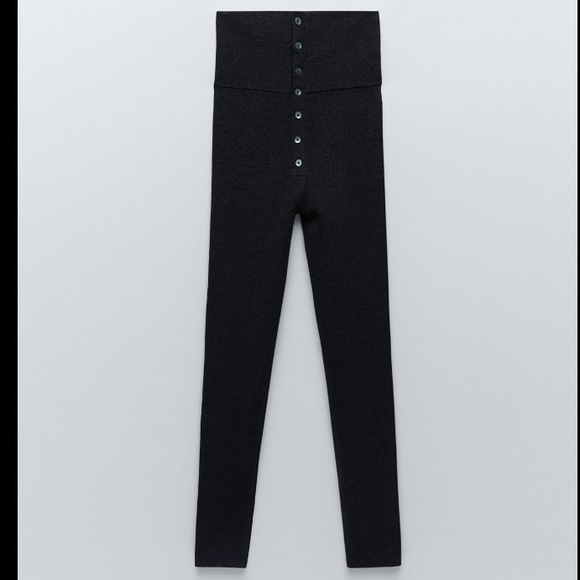 NWOT ZARA wool blend buttoned leggings - Picture 4 of 7